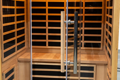 Nook Elite 3-person infrared sauna detailed view of the door and inside