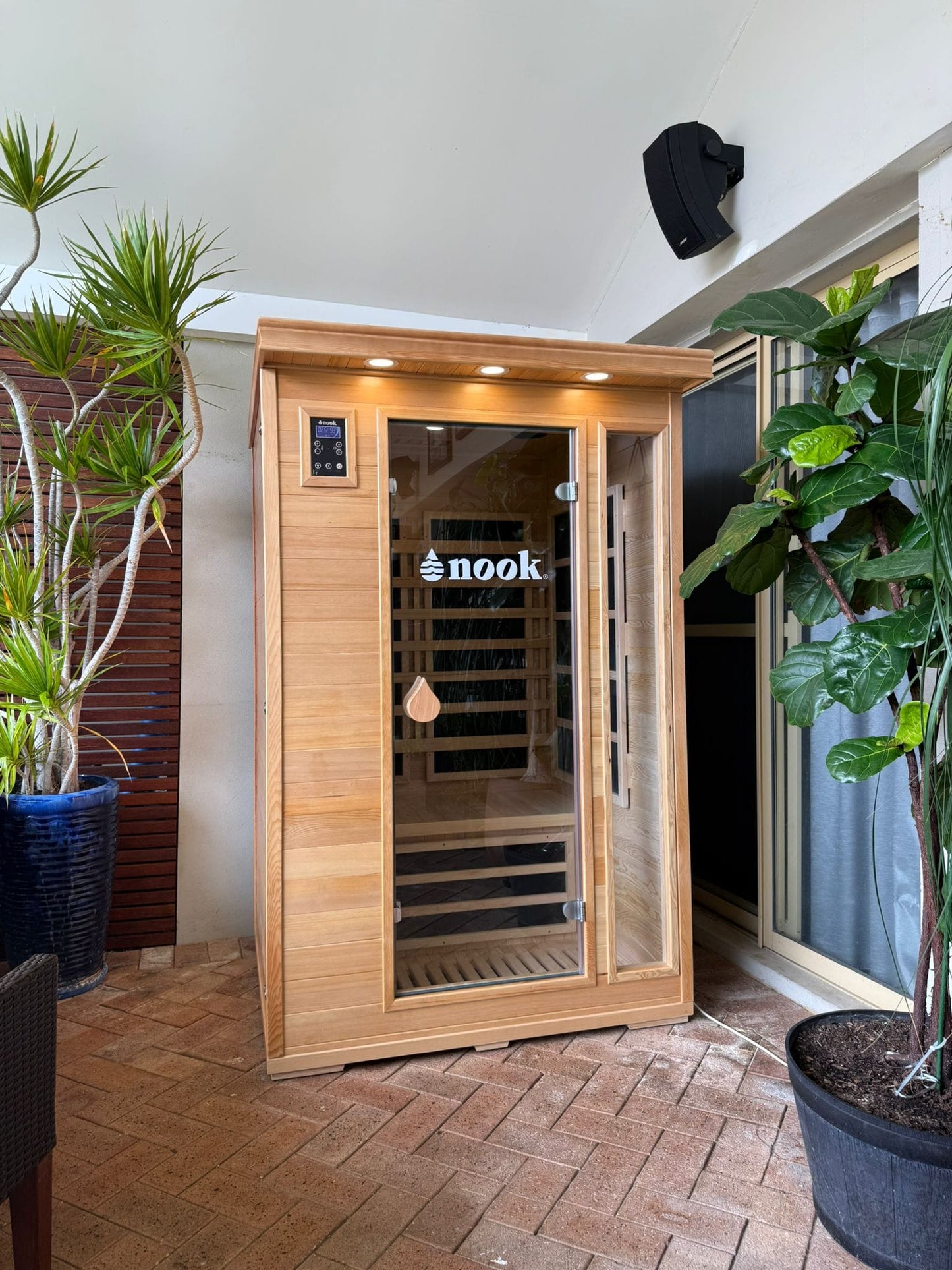 Nook Core 2-person infrared sauna installed in a home
