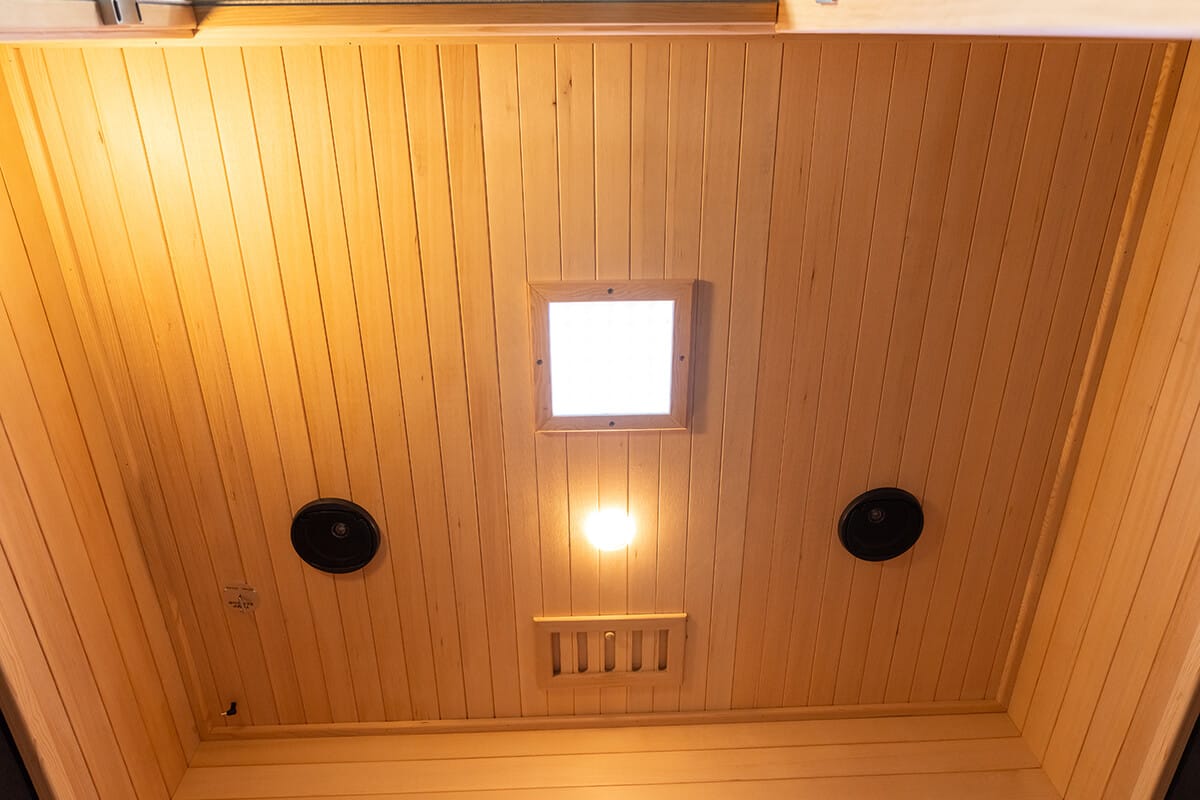 Roof and ventilation system detail on a Nook Core 3-person infrared sauna