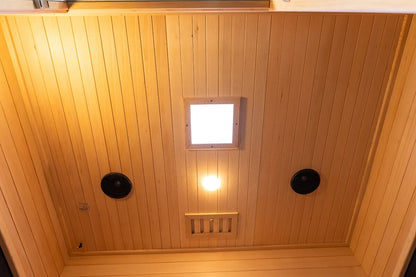 Roof and ventilation system detail on a Nook Core 3-person infrared sauna
