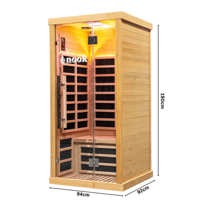 Size specifications and dimensions for Nook Elite 1-person sauna