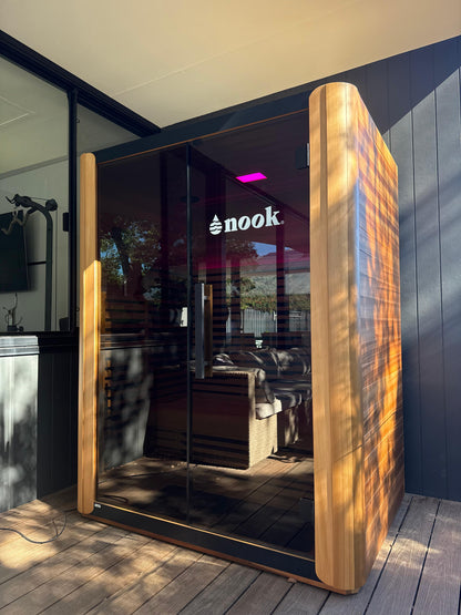 Nook Ultra 3-person infrared sauna installed in a home 